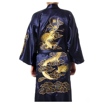 Kinų Stiliaus Vyrų Sleepwear Kimono Suknelė Elegantiška Juoda Atsitiktinis Vonia Suknelė Homewear Patogus Minkštas Pižamą Intymus Apatinis Trikotažas