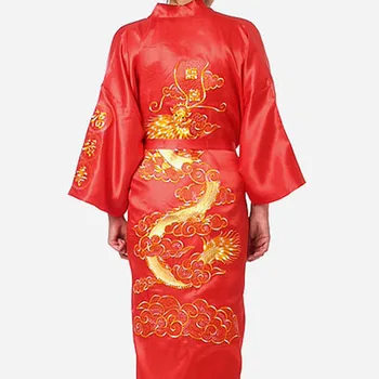 Kinų Stiliaus Vyrų Sleepwear Kimono Suknelė Elegantiška Juoda Atsitiktinis Vonia Suknelė Homewear Patogus Minkštas Pižamą Intymus Apatinis Trikotažas
