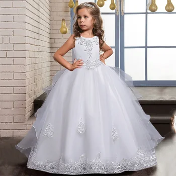 2020 M. Mergaičių Suknelė Elegantiška Balta Bridesmaid, Vaikams, Suknelės Mergaitėms, Vaikams Ilgai Princesė Suknelė Šalis Vestuvių Suknelė 14 10 12 Metų
