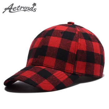[AETRENDS] Juodas raudonas klasikinis pledas beisbolo kepuraitę tenisas, golfas, sporto kepurės moterims, vyrams, kepurę rudenį, žiemą kepurės kaulų Z-5272