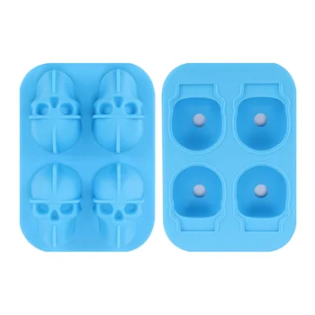 3D Kaukolės Formos Ledo Kubelių Maker Pelėsių Silikono 