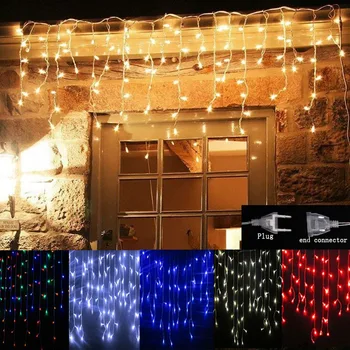 Kalėdų LED Užuolaidų Varveklis Styginių Šviesos 5M 4M Led Ašaros Lauko Atostogų Šalis Luces Apdailos Lempos Patalpų Vestuves Kambarys