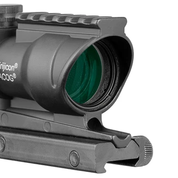 Medžioklės Riflescope ACOG 4X32 Geležinkelių Optika Raudonas Žalias Taškas Kryžiaus IlluminatedGlass Išgraviruotas Tinklelis Taktinis Optinės Akyse