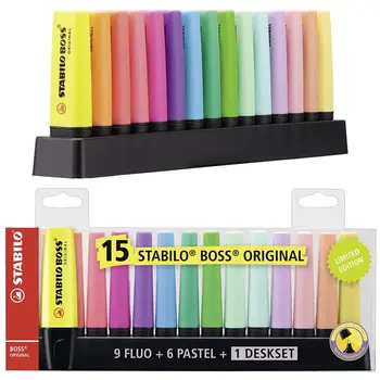 STABILO BOSS paketą 15 6 4 originalus akcentas boksuose, Pastelinių spalvų fluorescencinės užrašu kawai rašikliai