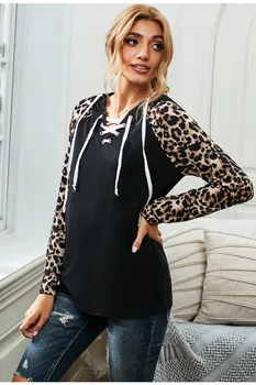 Moterų palaidinukė ir laisvalaikio sporto hoodie karšto pardavimo mados leopardas spausdinti hoodie Harajuku retro puloveris moterų palaidinukė