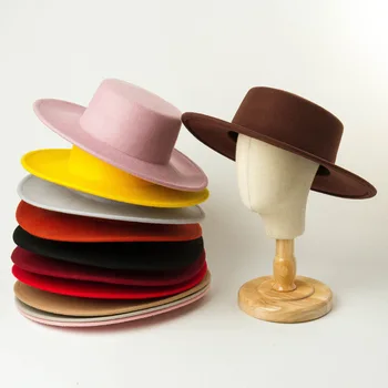 Vilnonių moterų plokščių skrybėlių pirkinių kelionė stilius jaučiamas butas skrybėlę