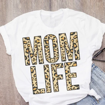 Moterų Atsitiktinis Mama Mama Gyvenime Momlife Leopardo Raštais Motina Vasaros Lady Moteriški Drabužiai Viršūnės T-Shirt Marškinėliai Tees Moterų Marškinėliai