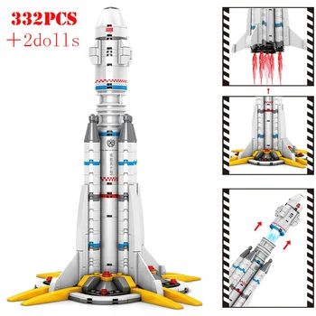 332pcs Klajojo Žemėje Pradėti Shuttle Raketų Blokai Miesto Kosmoso Raketų įrangos pardavimas, biuro įrangos Plytos Vaikų Žaislai Vaikams Kalėdų Dovana