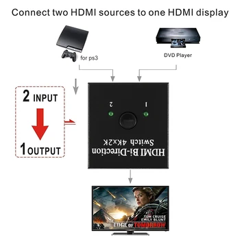 4K HDMI Splitter HDMI Jungiklis Switcher 1X2 2X1 Split 1-2 Iš Stiprintuvo 1080P 4Kx2K HDMI Switcher 2 Prievadai Bi-directional Karšto