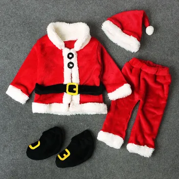 Kūdikis, Kalėdų Drabužius 4PCS Naujagimiui Kūdikių Santa Kalėdų Viršūnes+Kelnės+Hat+Kojinės Apranga Nustatyti Kostiumas Kalėdos Žiemos Drabužiai