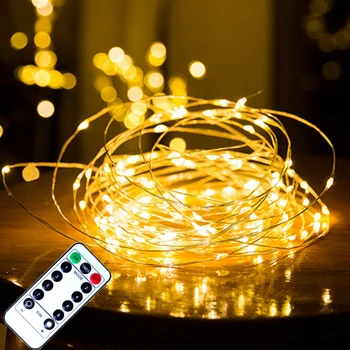 Nuotolinio Valdymo Pasakų Žibintai Vario Viela, Laikmatis LED String Šviesos Girlianda Kalėdinė Dekoracija Žibintai USB Baterija 5/10/20M