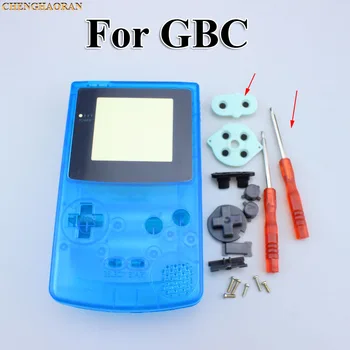 ChengHaoRan 1set Aišku, Mėlynas, Pilnas Korpusas su Lukštais atveju padengti GBC Gameboy Color su Laidžios Gumos Atsuktuvai