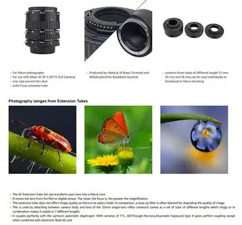 Automatinis Fokusavimas Makro Pratęsimo Vamzdis Nustatyti Žiedo N-AF1-B Nikon D7100 D7200 D7000 D5200 D5300 D3100 D3300 D800 D600 D90 D80