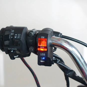 LMoDri Motociklo Universalus Jungiklis USB LED įkroviklis Rankenos Įjungti-IŠJUNGTI Mygtuką Perjungti DC12V U5 U7 LED Žibintas Angel Eyes