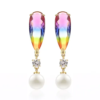 SINZRY hotsale gradientas kubinis cirkonis tabaluoti auskarai imituojamas pearl sweety korėjos auskarai moterims