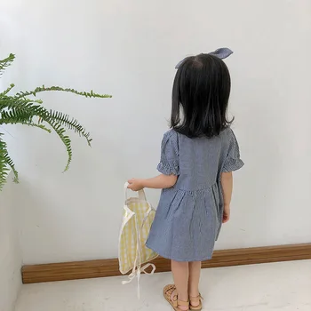 2019 m. Pavasarį Naują Atvykimo korėjos stiliaus medvilnės pledas trumpas rankovės princesė suknelė su lankelis mielas sweet baby mergaitės