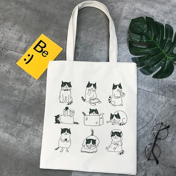Katė pirkinių krepšys shopper ekologinio pirkinių nešti bolsa medvilnės maišelį bolsa compra sulankstomas nešti maišelį tohidlou