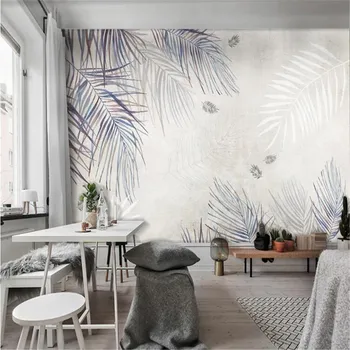 Milofi užsakymą didelių 3D tapetai, freskos šiuolaikinės ranka-dažytos abstraktaus meno lapų augalų miegamajame, gyvenamasis kambarys fono sienos