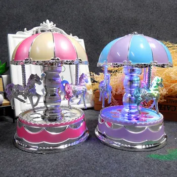 Merry-Go-Round Karuselė Music Box Žaislas Swivel Žėrintis Karuselė Arklių Elektroninės Muzikos Dėžutė Vestuvių, Gimtadienio Dovanos, Namų Dekoracijos