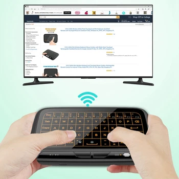 H18+ Wireless Air Mouse Mini Klaviatūra Visiškai Sn Paspauskite 2.4 GHz Touchpad Klaviatūra su Apšvietimu Funkciją 