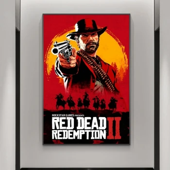 HD Spausdinti Red Dead Redemption 2 Filmų Plakatų Spausdinimas ant drobės, Sienos Menas Kabinti Nuotraukas Modernus Kino Meno vidaus Apdaila