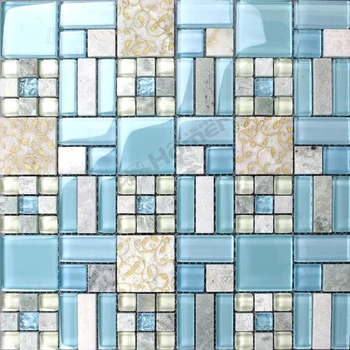 Express pristatymas nemokamas!! LiteGlow stiklo ir akmens mozaikos mėlyna spalva ir baltos spalvos, Homeras Mozaikos HME6012, namų tobulinimas