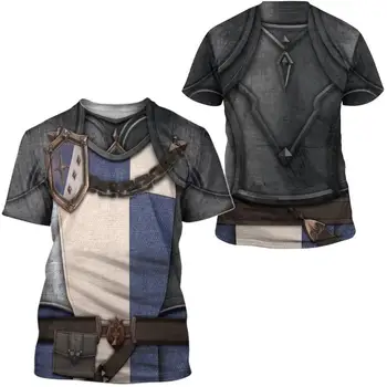 3D Cosplay Samurajų šarvus Spausdinti Vyrų marškinėliai hip-hop vasara Trumpas rankovės marškinėliai Riterio šarvai gatvės Atsitiktinis Unisex marškinėliai Topai