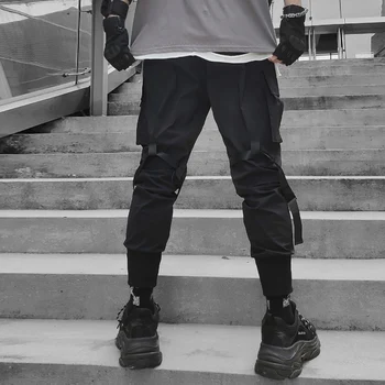 11 BYBB TAMSU 2020 Taktinis Multi Kišenės Juostelės Krovinių Ziajać Vyras Harajuku Hip-Hop Funkcija Kelnės Streetwear Poilsiu Vyrų Kelnės