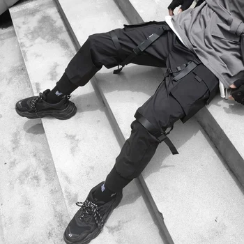 11 BYBB TAMSU 2020 Taktinis Multi Kišenės Juostelės Krovinių Ziajać Vyras Harajuku Hip-Hop Funkcija Kelnės Streetwear Poilsiu Vyrų Kelnės