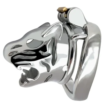 Nerūdijančio plieno Tigro galva trumpas vyrų Skaistybės narvas metalinis varpos fiksavimo žiedą kamuolys neštuvų BDSM bondage tvirtinimo sekso žaislas, skirtas žmogus