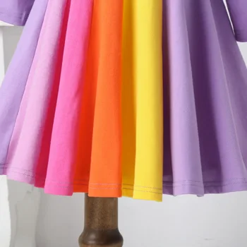 2020 m. Rudenį Vaikų Mergaičių Suknelė ilgomis Rankovėmis Apvalios Kaklo Vaivorykštė Vienaragis Spausdinti Mergina Suknelės Vaikas Drabužius Vestidos 1-7Y