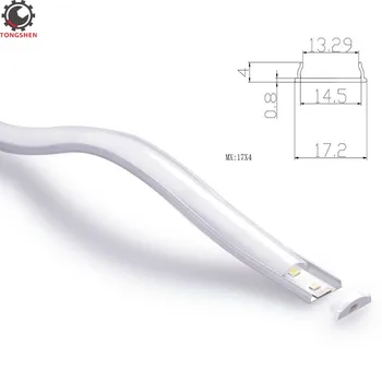 17x4mm 1m U-Formos Aliuminio Kanalo flex/hard LED Juostelės Žibintai, Bendable Lanksčias LED Aliuminio Lenktas Štampavimo Profilis