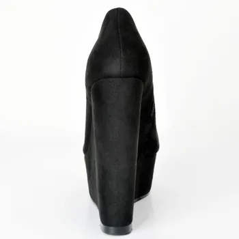Olomm Naujas Moterų Pleištai Siurbliai Seksualių aukštakulnių 15 cm Siurbliai, Elegantiškas, Suapvalinti Tne Juoda Šalis 