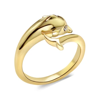 Mielas delfinų žiedas 316L Nerūdijančio plieno Papuošalai Gimtadienio Dovana Girl Aukso spalvos Gražių Žiedų Moterų OLIS Juvelyriniai dirbiniai