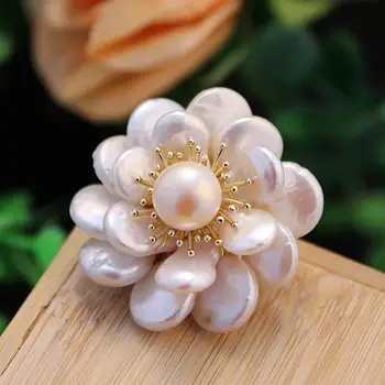 Coeufuedy Natūralių Gėlavandenių Perlų Sages Moterims Šalių Baroko Perlas Gėlių Segė prabangių perlų sagės Rankų darbo Elegantiškus