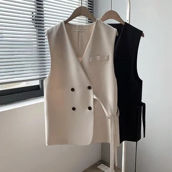 Priemiestinių kostiumas, liemenė moteriška trumpa pastraipa 2019 m. pavasarį naujas prarasti atsitiktinis V-kaklo wild vest liemenė moteriški drabužiai