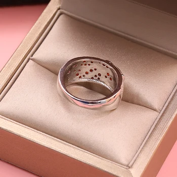 925 anillos sidabro Kūrybos Red Crystal Lapų Žiedas Moterų Blizga Ruby Filialas, Klasikinio Kamuolys Lady Žiedas deimantas žiedai moterims