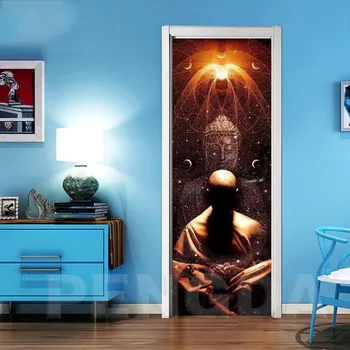 Durų Lipdukai, Drobės Namų Dekoro Buda Atnaujinti PVC Freskos Popieriaus Spausdinti paveiksl Lipni Vandeniui ekrano Užsklanda Miegamasis