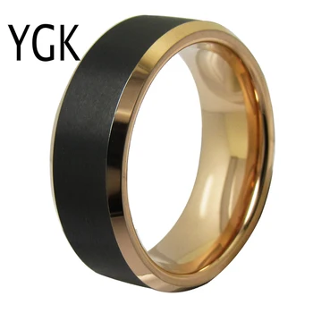 YGK Volframo Žiedai bižuterijos Moterų Vestuvių Juostoje Rose Gold Black Mens Žiedai, Žiedai, Jubiliejų, Sužadėtuvių Žiedai
