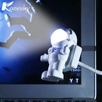 Mini Lempa USB Vamzdelis Kompiuterio, Nešiojamojo KOMPIUTERIO, Nešiojamojo kompiuterio Vaiskiai Balta Nešiojamų Astronautas Astronautas Naktį LED Šviesa Reguliuojamas
