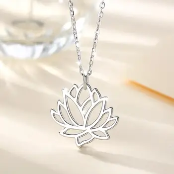 EUDORA Elegantiškas 925 Sterlingas Sidabro Lotus Flower Pendant Lotusbloem Karoliai Moterų kietas sidabro Minimalizmas Papuošalai D406