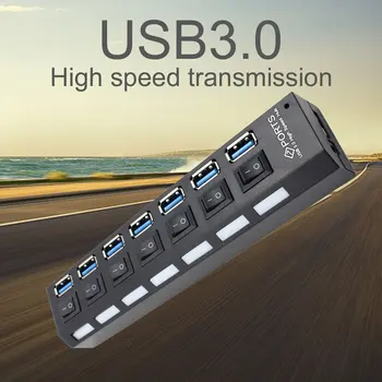 USB HUB 3.0 4/7 Prievadai Micro USB 3.0 HUB Splitter Su Maitinimo Adapteris USB Gyv Didelės Spartos 5Gbps USB Skirstytuvo 3 CENTRU PC