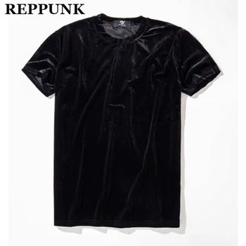 REPPUNK 2020 Vyrų Streetwear Negabaritinių Veliūras marškinėlius vientisos Spalvos Mados vasaros trumpomis rankovėmis T Shirts Hip-Hop Grobis Aksomo Tees