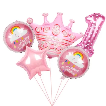 6pcs didelis pink Princess Crown Folija Balionai mėlyna skaičius 1-ojo gimtadienio Dekoracijas vaikų globos baby shower šalies Prekių