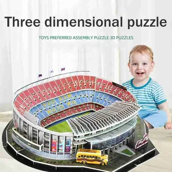 3D Galvosūkis Futbolo Srityje Stadionas Europos Futbolo Aikštelę Surinkti Pastato Modelis Dėlionės, Žaislai Vaikams, Dovanos