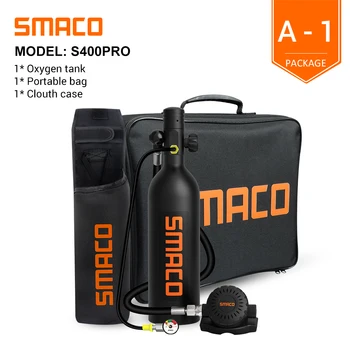 SMACO Nardymo Įranga S400Pro Mini Scuba Deguonies Cilindras su 1L Daugkartiniai Dizaino Nardymo po vandeniu