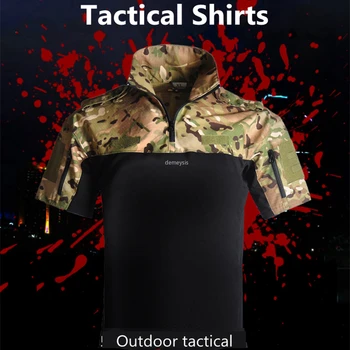 Lauko Medžioklės Šaudymo Marškinėliai Karinės Uniformos Airsoft Trumpas Rankovės Marškinėliai Pėsčiųjų Sporto Marškinėliai Taktinis Kovoti su T-shirt Drabužiai
