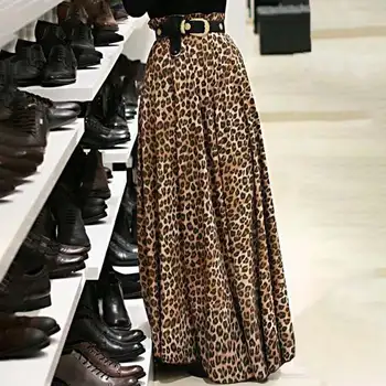 Elegantiškas Moteris, Ilgi Sijonai, Celmia 2021 Mados Seksualus Leopardas Spausdinti Derliaus Aukšto Liemens Sijonas Moterų Atsitiktinis Palaidų Klostuotas Sijonas 5XL