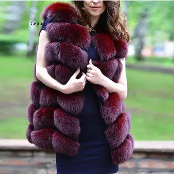 Moterų Švarkas Kailiniai Paltai Dirbtiniais Lapės Kailio Liemenė, Moterų Žiemos Pliušinis Kailio Liemenės, Storas, Šiltas, Prabangus Moterų Šiltas Pūkuotas Fox Fur Outwear