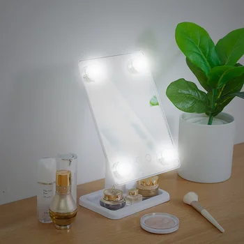 LED Žibintai Makiažo Veidrodis su 4 Lemputes TouchScreen Reguliuojamas Ryškumas Kosmetikos Veidrodį 25.5 x 18.7 cm NShopping